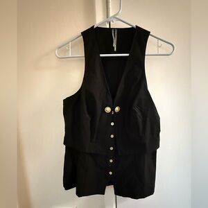 NWT Anthropologie Black Sleeveless Blouse with Gold Buttons